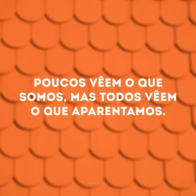 Poucos vêem o que somos, mas todos vêem o que aparentamos.
