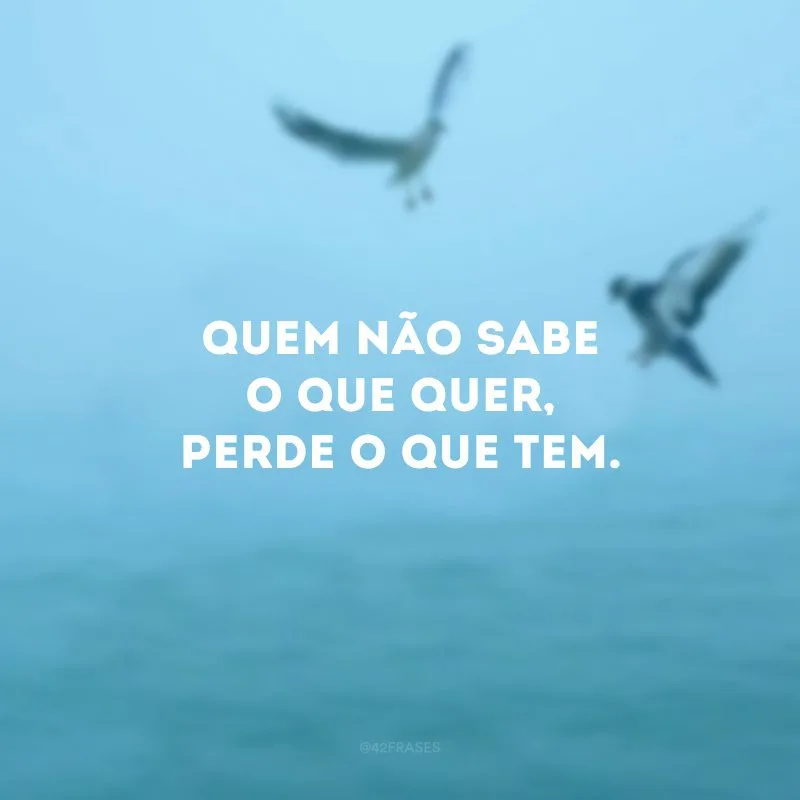 Quem não sabe o que quer, perde o que tem. 
