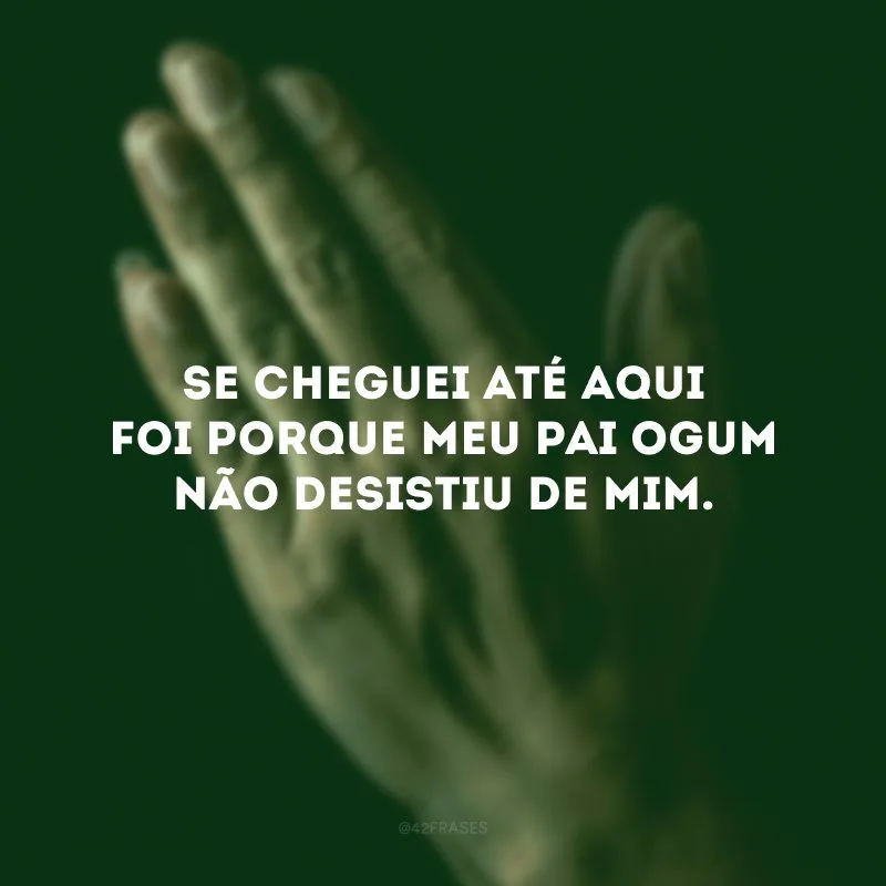 Se cheguei até aqui foi porque meu pai Ogum não desistiu de mim.