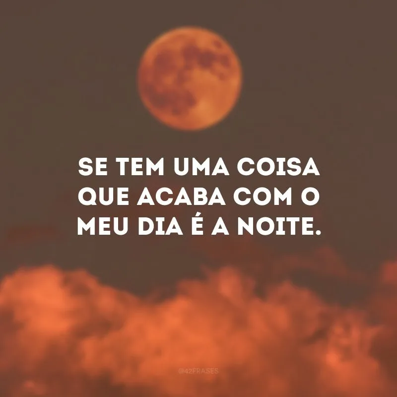 Se tem uma coisa que acaba com o meu dia é a noite. 
