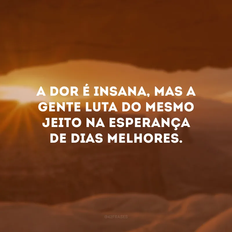 A dor é insana, mas a gente luta do mesmo jeito na esperança de dias melhores.