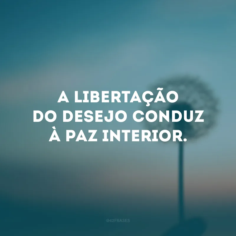 A libertação do desejo conduz à paz interior. 