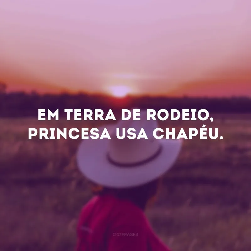 Em terra de rodeio, princesa usa chapéu.