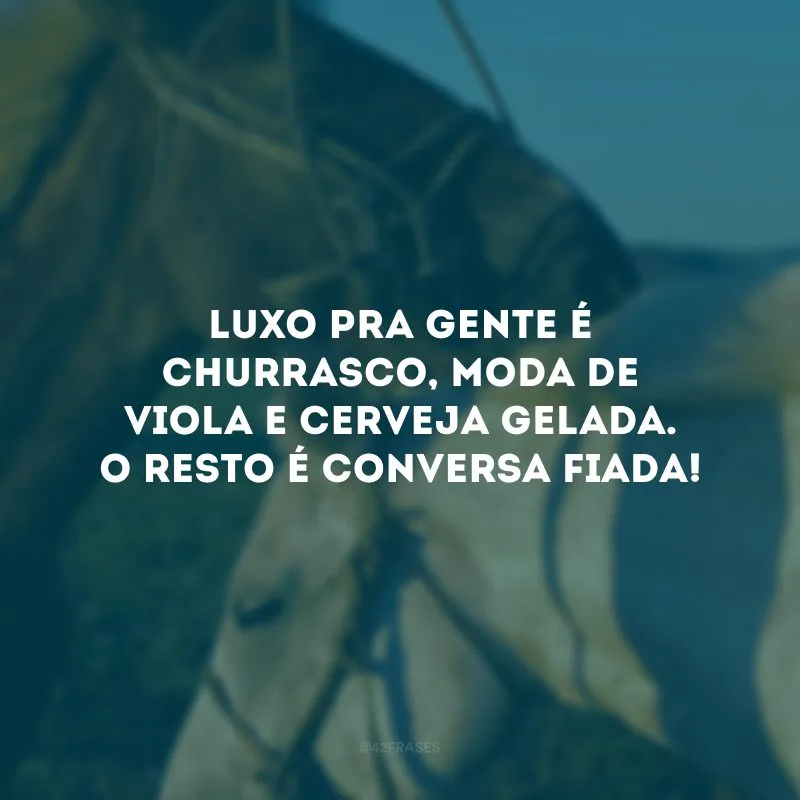 Luxo pra gente é churrasco, moda de viola e cerveja gelada. O resto é conversa fiada!