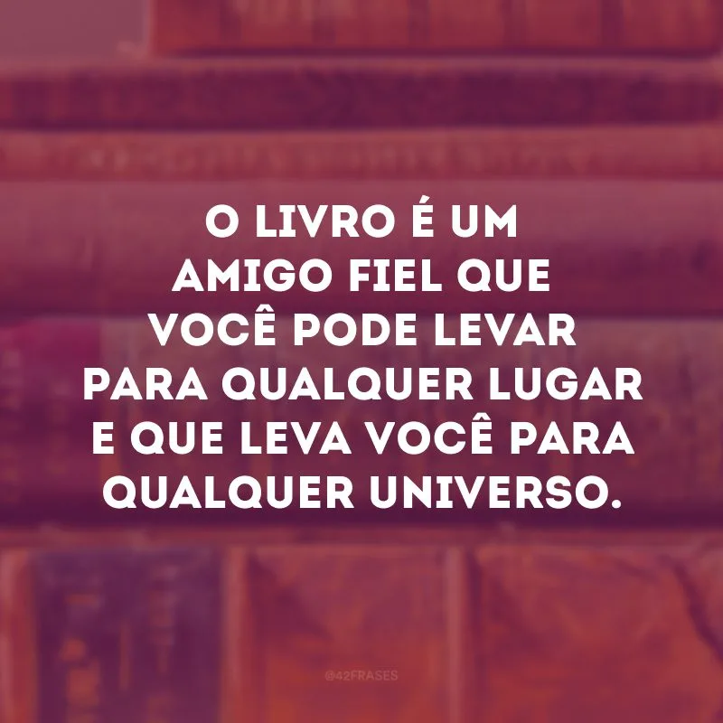 O livro é um amigo fiel que você pode levar para qualquer lugar e que leva você para qualquer universo.