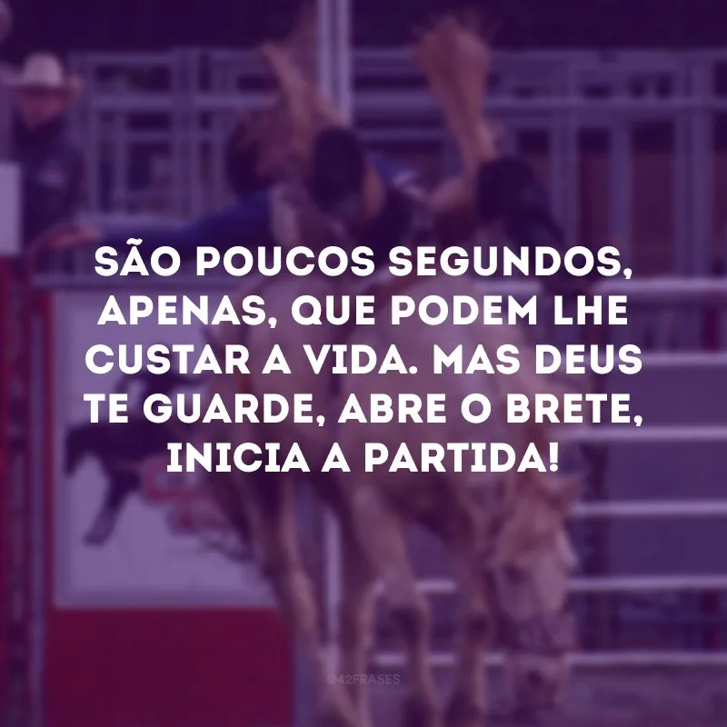 São poucos segundos, apenas, que podem lhe custar a vida. Mas Deus te guarde, abre o brete, inicia a partida! 