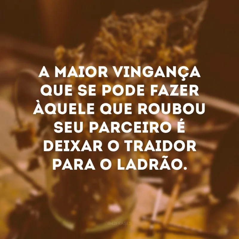 A maior vingança que se pode fazer àquele que roubou seu parceiro é deixar o traidor para o ladrão.