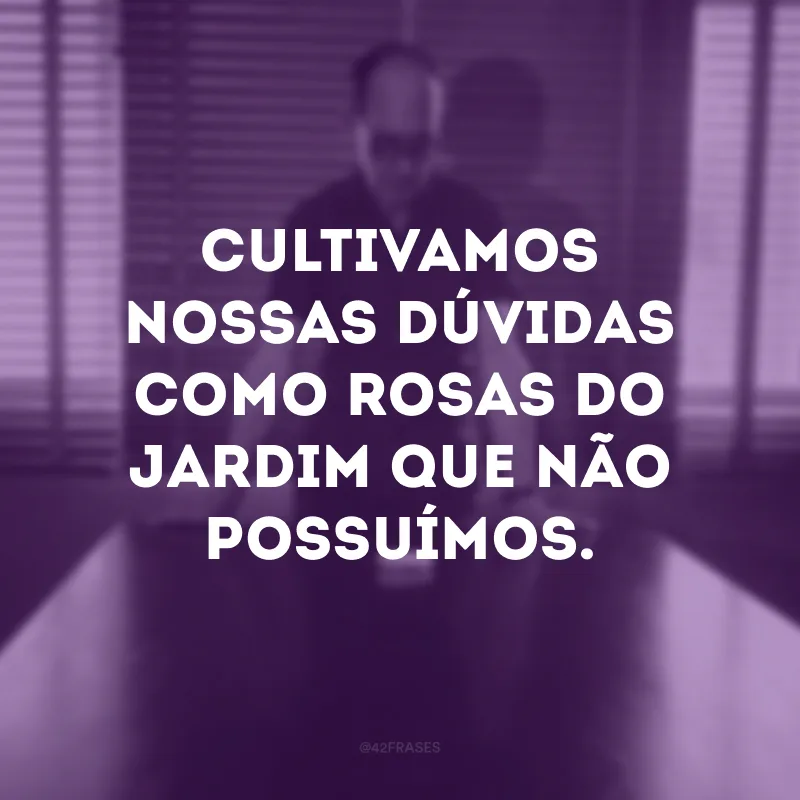 Cultivamos nossas dúvidas como rosas do jardim que não possuímos.