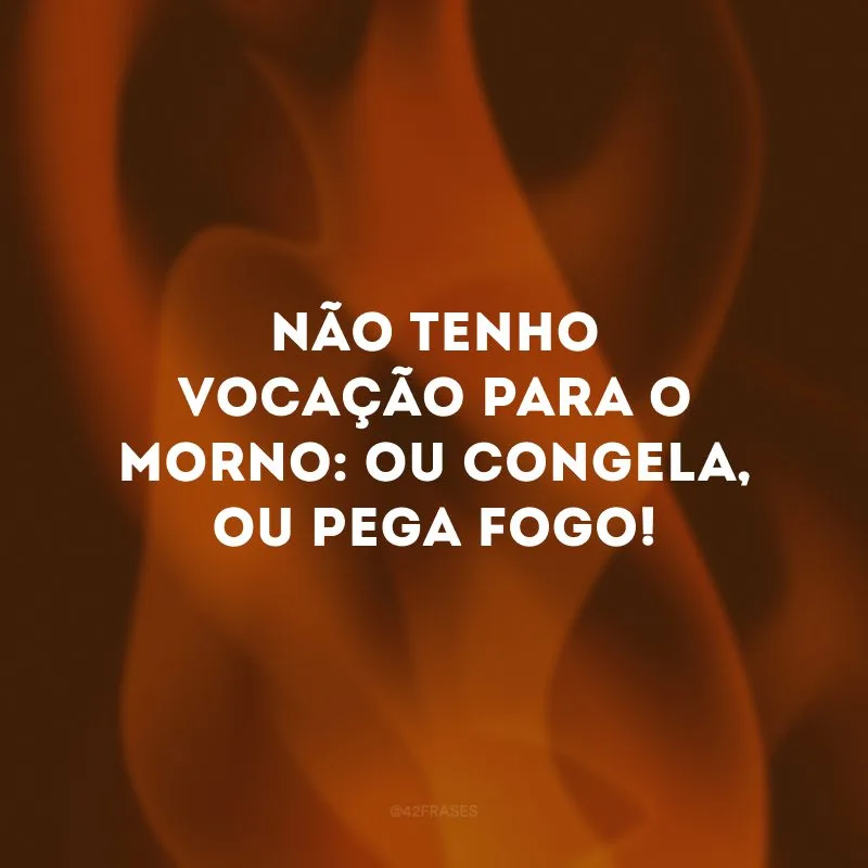 Não tenho vocação para o morno: ou congela, ou pega fogo!