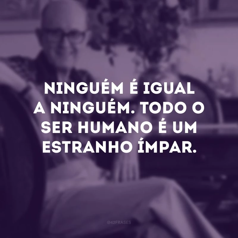 Ninguém é igual a ninguém. Todo o ser humano é um estranho ímpar.