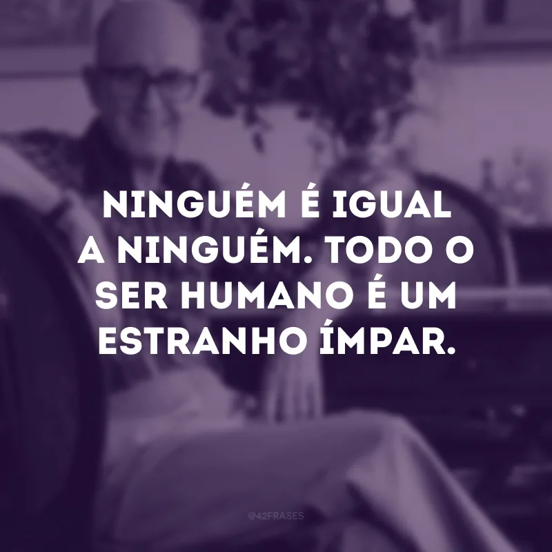 Ninguém é igual a ninguém. Todo o ser humano é um estranho ímpar.