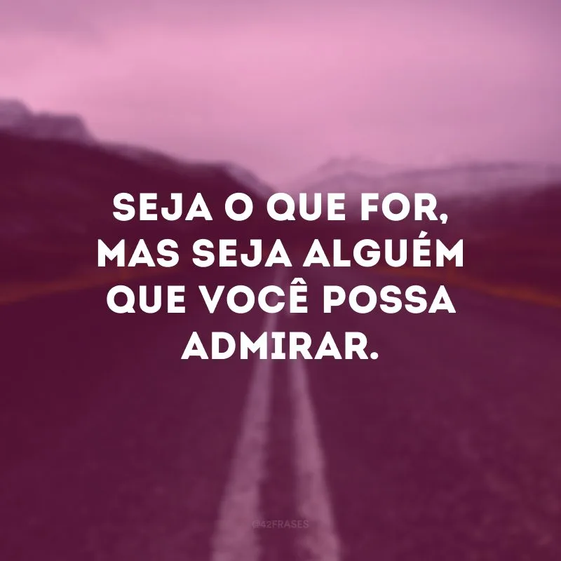 Seja o que for, mas seja alguém que você possa admirar.