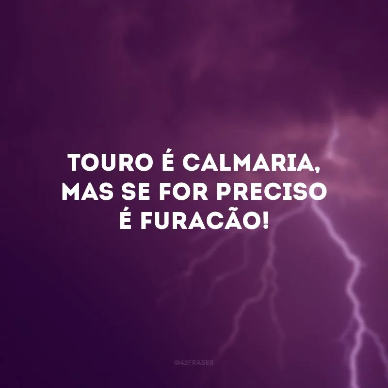 Touro é calmaria, mas se for preciso é furacão!