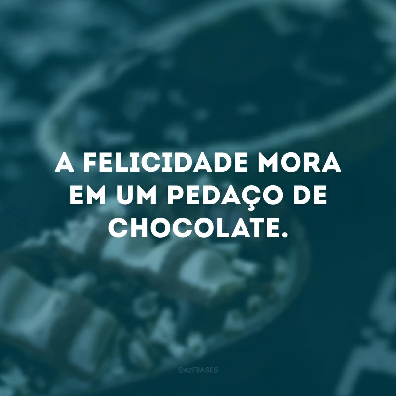 A felicidade mora em um pedaço de chocolate. 