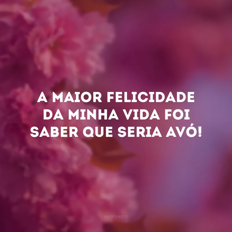 A maior felicidade da minha vida foi saber que seria avó!
