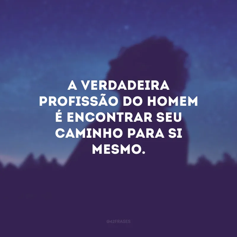 A verdadeira profissão do homem é encontrar seu caminho para si mesmo.