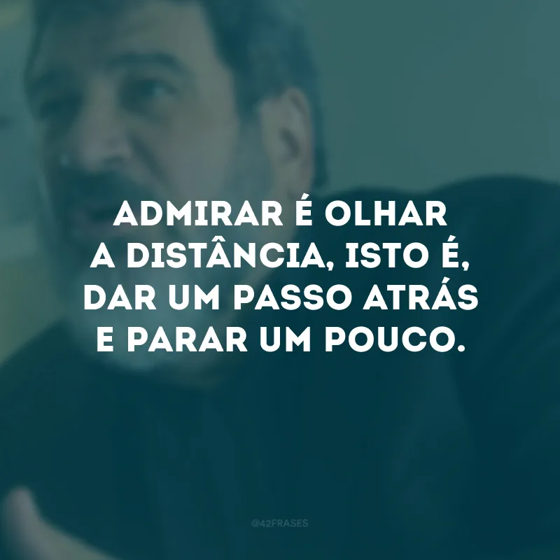 Admirar é olhar a distância, isto é, dar um passo atrás e parar um pouco.
