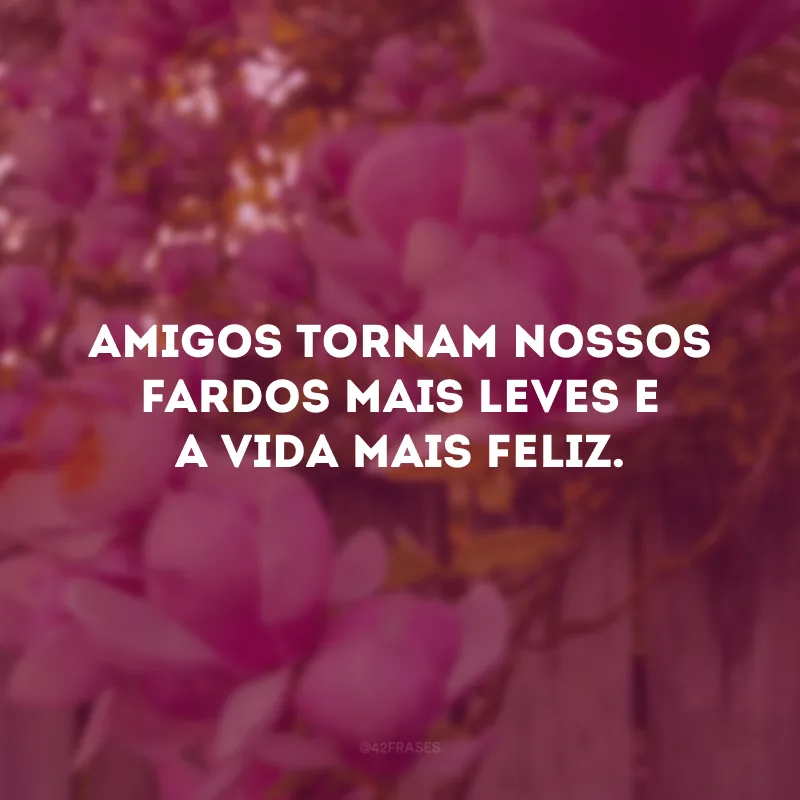 Amigos tornam nossos fardos mais leves e a vida mais feliz.