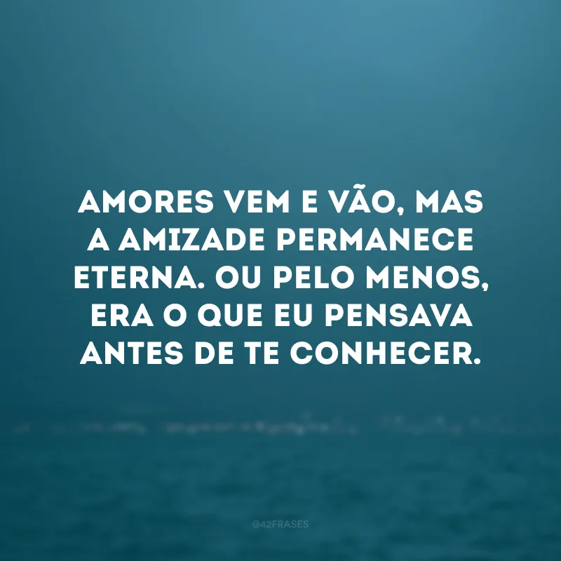 Amores vem e vão, mas a amizade permanece eterna. Ou pelo menos, era o que eu pensava antes de te conhecer.