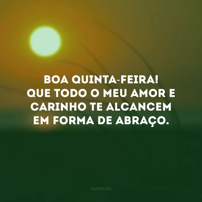 Boa quinta-feira! Que todo o meu amor e carinho te alcancem em forma de abraço.