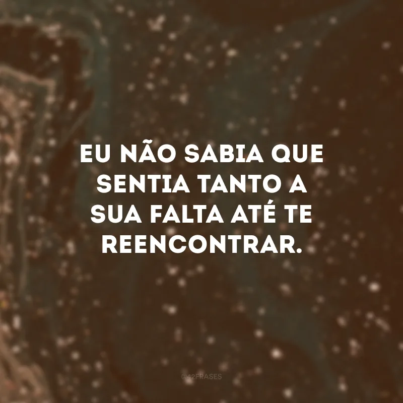 Eu não sabia que sentia tanto a sua falta até te reencontrar.