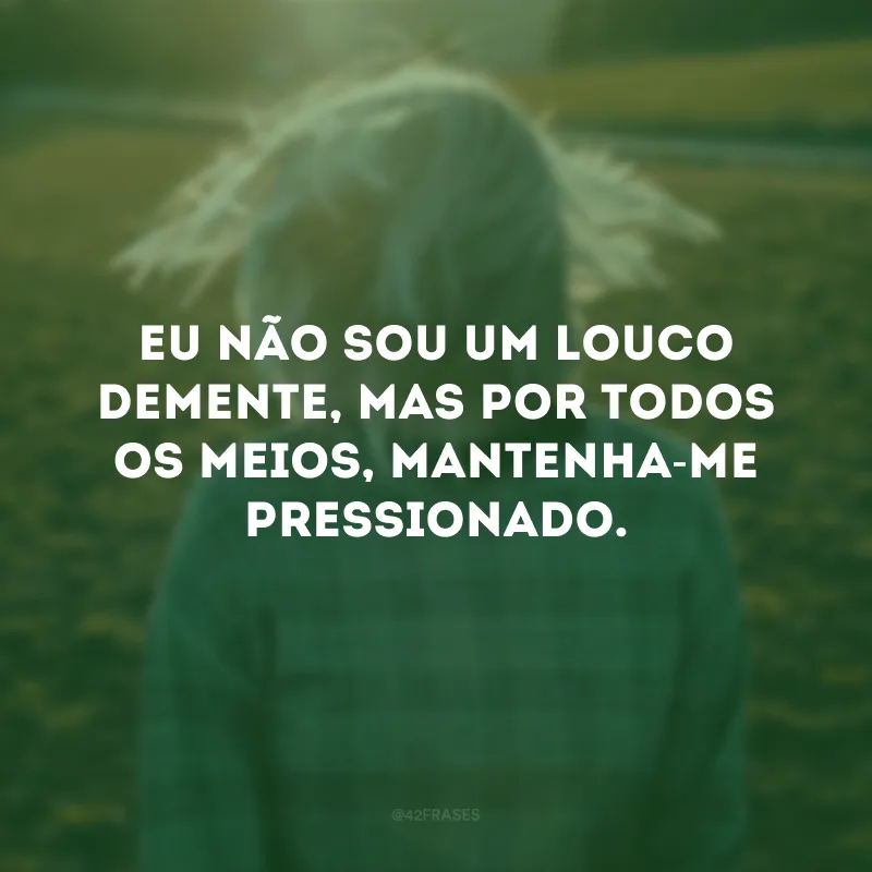 Eu não sou um louco demente, mas por todos os meios, mantenha-me pressionado.