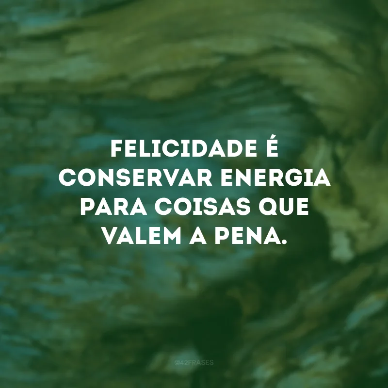 Felicidade é conservar energia para coisas que valem a pena.