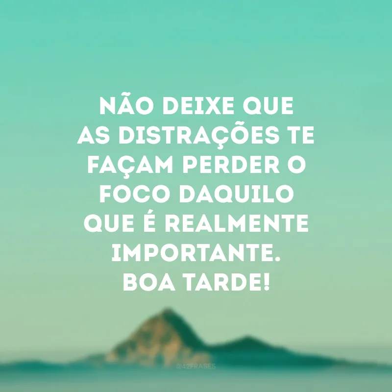 Não deixe que as distrações te façam perder o foco daquilo que é realmente importante. Boa tarde!