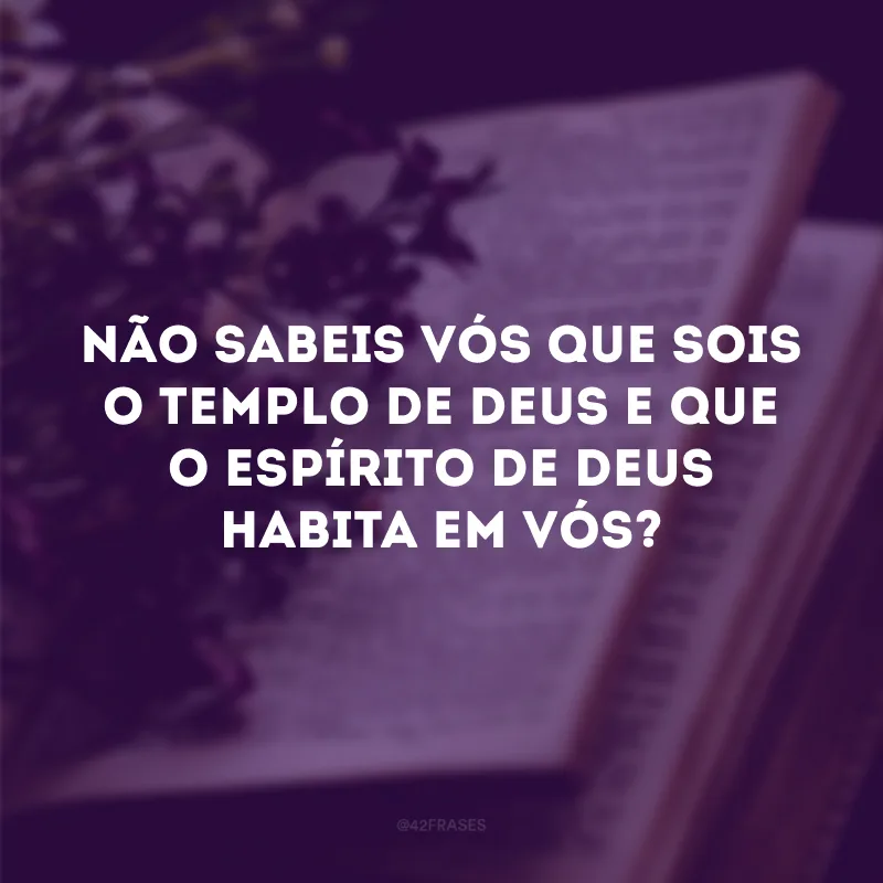 Não sabeis vós que sois o templo de Deus e que o Espírito de Deus habita em vós?