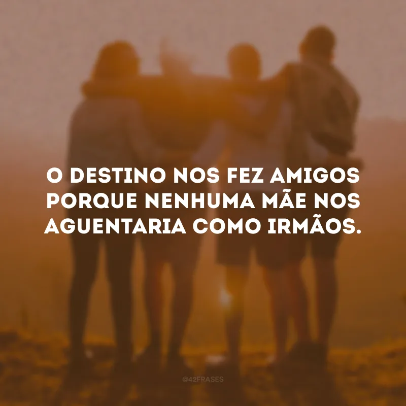 O destino nos fez amigos porque nenhuma mãe nos aguentaria como irmãos.