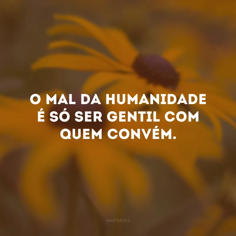O mal da humanidade é só ser gentil com quem convém.