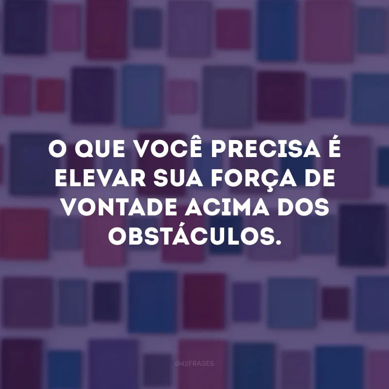 O que você precisa é elevar sua força de vontade acima dos obstáculos.