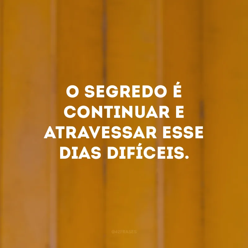 O segredo é continuar e atravessar esse dias difíceis.