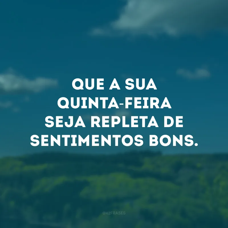 Que a sua quinta-feira seja repleta de sentimentos bons.
