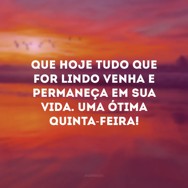 Que hoje tudo que for lindo venha e permaneça em sua vida. Uma ótima quinta-feira!
