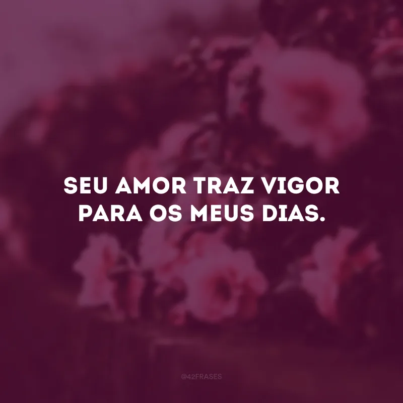 Seu amor traz vigor para os meus dias.