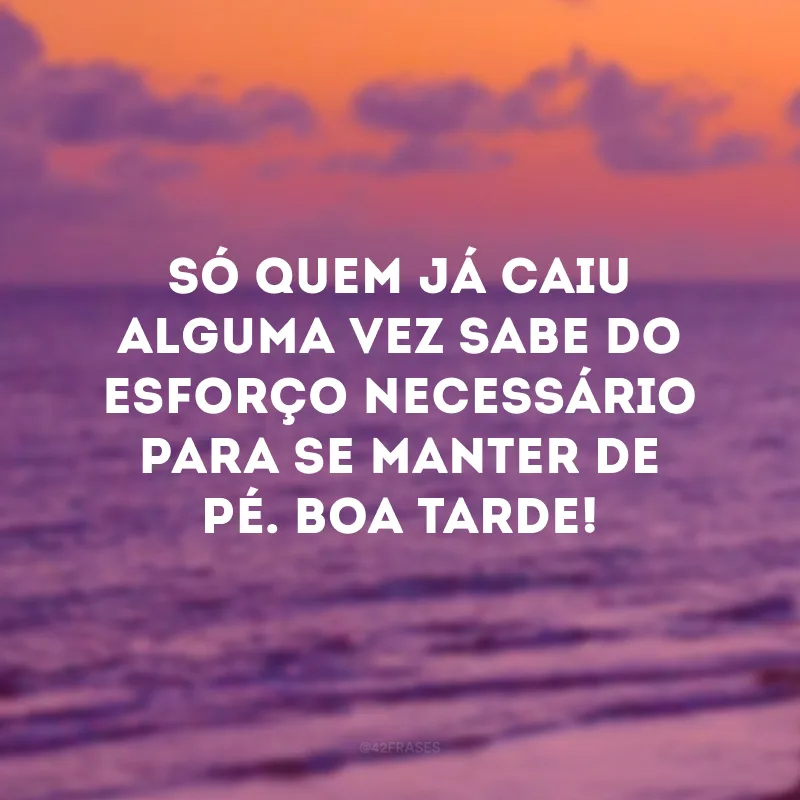 Só quem já caiu alguma vez sabe do esforço necessário para se manter de pé. Boa tarde!