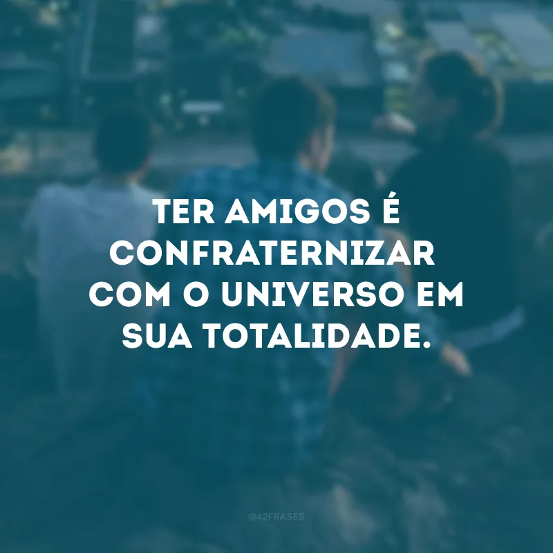 Ter amigos é confraternizar
com o universo em sua totalidade.