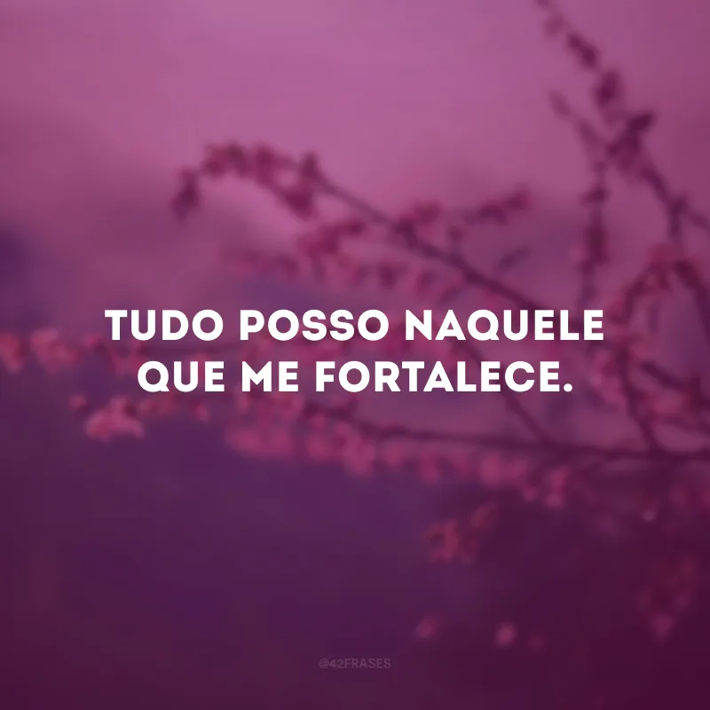 Tudo posso naquele que me fortalece. 