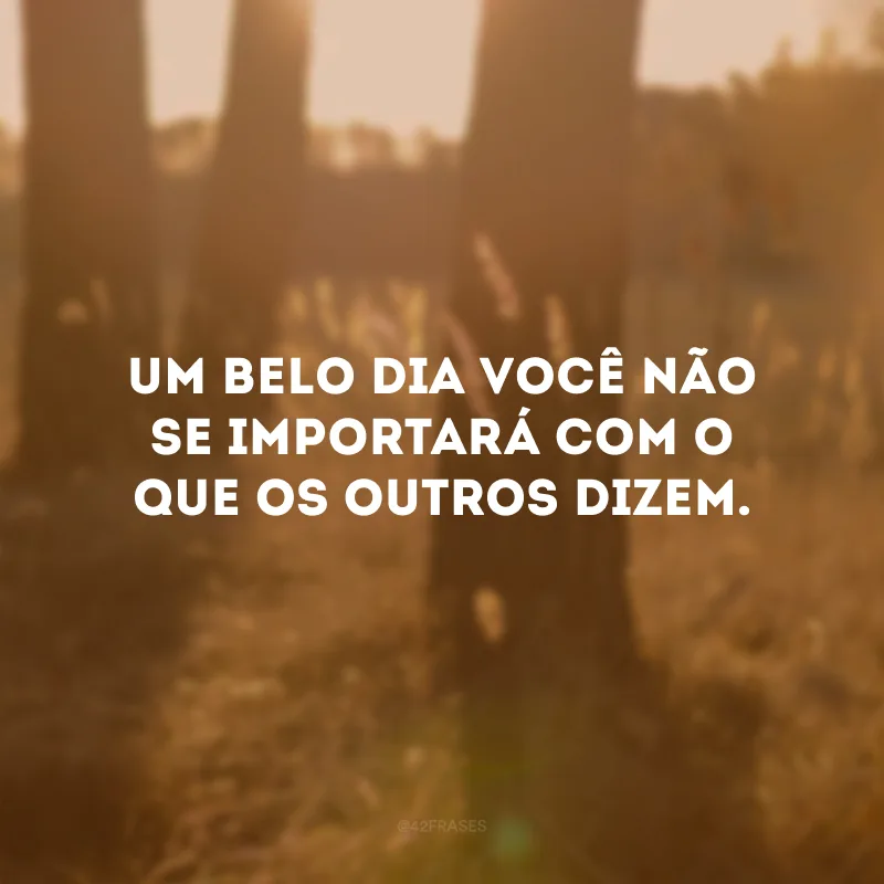 Um belo dia você não se importará com o que os outros dizem.