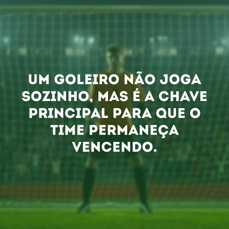 Um goleiro não joga sozinho, mas é a chave principal para que o time permaneça vencendo. 