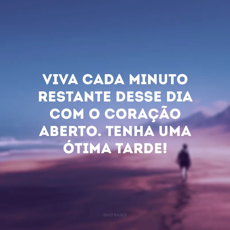 Viva cada minuto restante desse dia com o coração aberto. Tenha uma ótima tarde!