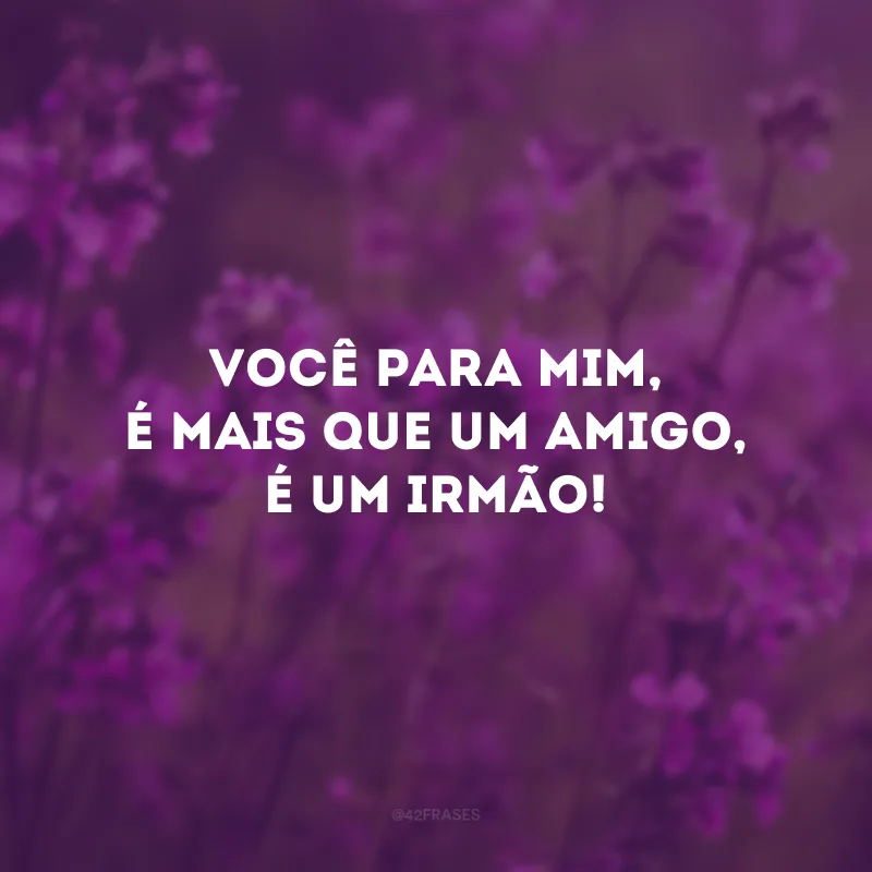 Você para mim, é mais que um amigo, é um irmão!