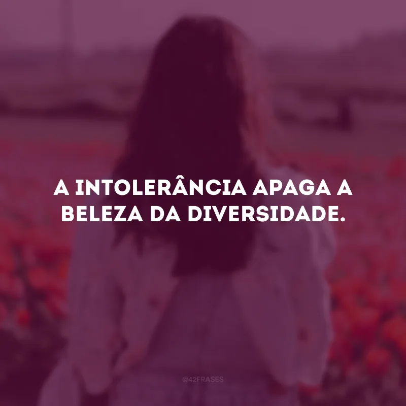 A intolerância apaga a beleza da diversidade.