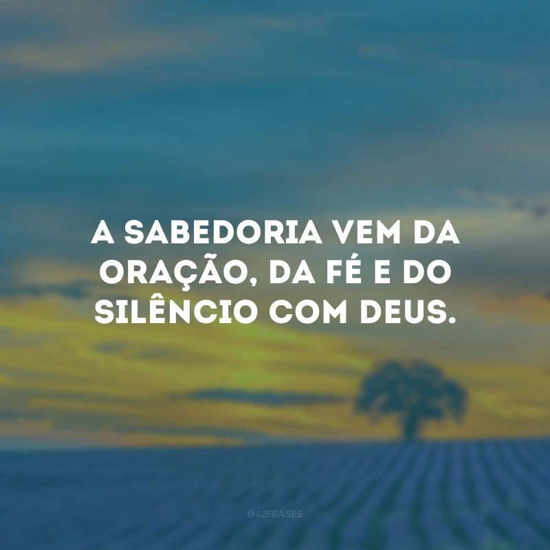 A sabedoria vem da oração, da fé e do silêncio com Deus.