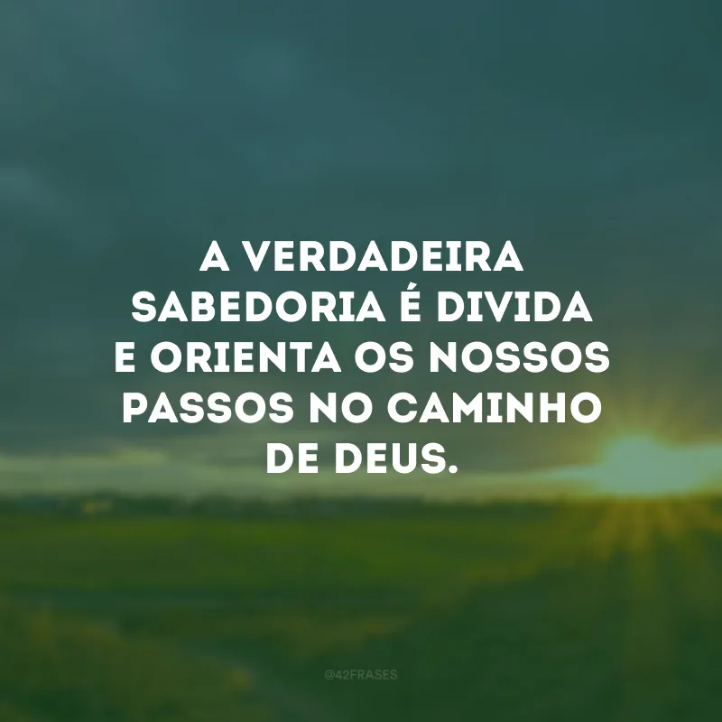 A verdadeira sabedoria é divida e orienta os nossos passos no caminho de Deus.