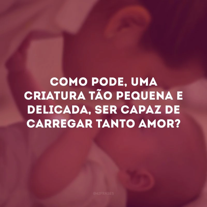 Como pode, uma criatura tão pequena e delicada, ser capaz de carregar tanto amor?
