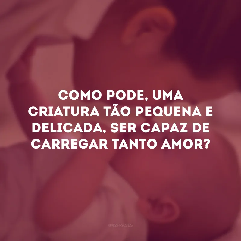 Como pode, uma criatura tão pequena e delicada, ser capaz de carregar tanto amor?