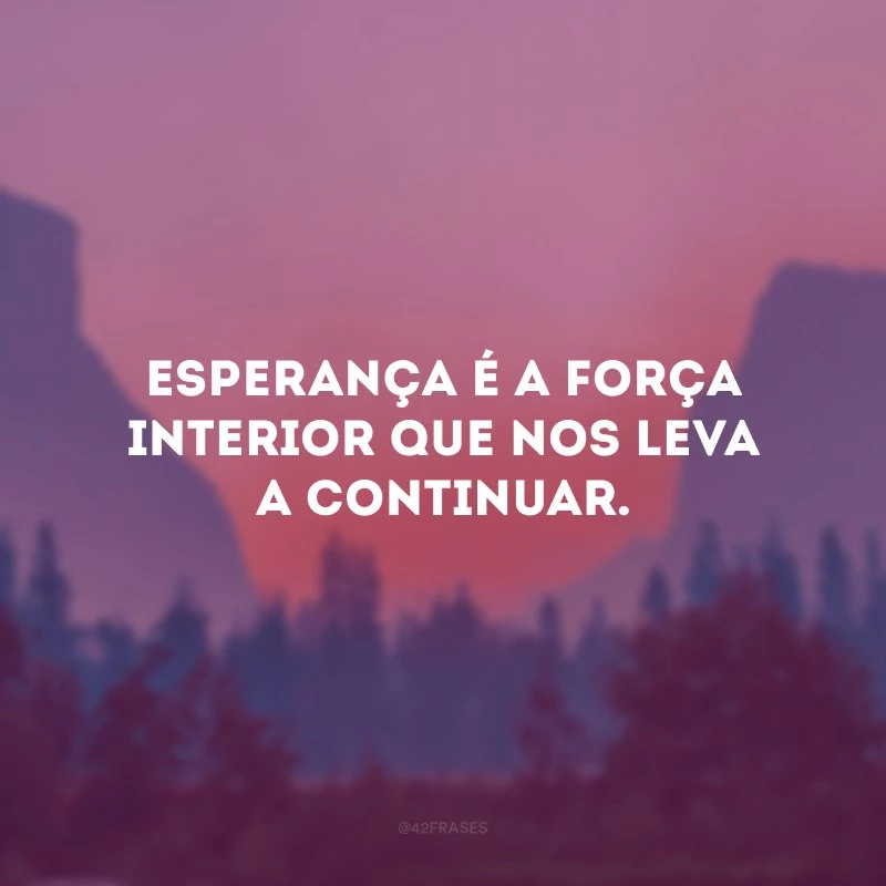 Esperança é a força interior que nos leva a continuar.