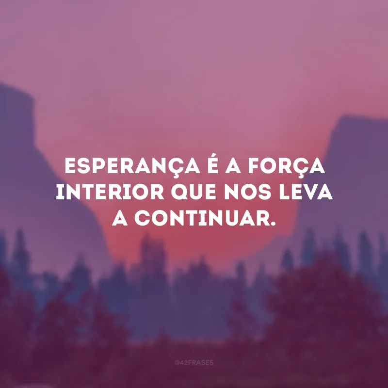 Esperança é a força interior que nos leva a continuar.